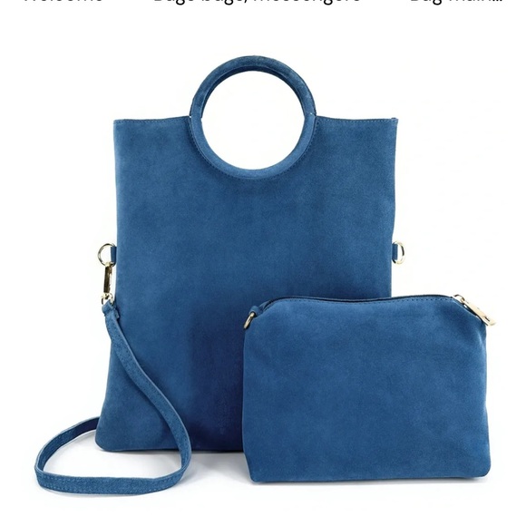 Handbags - Oh My Bag main suede CHARLOTTE Blue denim real suede leather like new